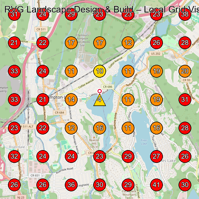 RVG Landscape Design & Build GeoGrid visibility map for Landscape Designer in Pompton Plains